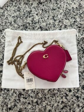 Coach Hyacinth Heart Crossbody Bag with Gold Chain